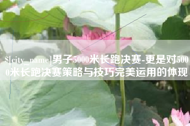 河源男子5000米长跑决赛-更是对5000米长跑决赛策略与技巧完美运用的体现
